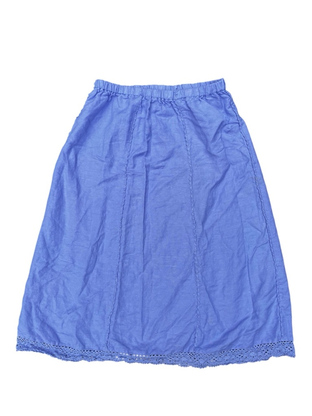 Vintage Handmade Women's Linen Lavender Midi Skirt with Lace Hem S/M - Picture 2 of 4